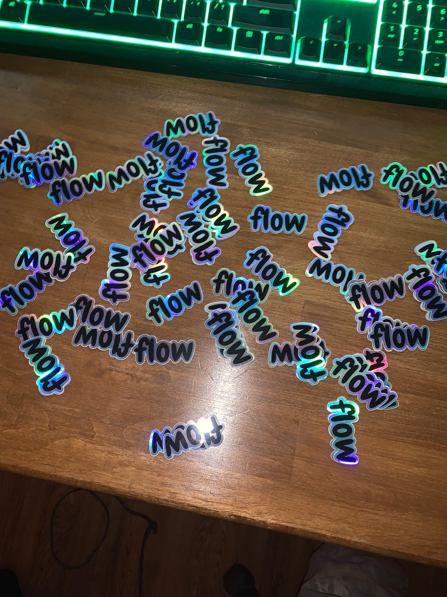 Flow holographic stickers